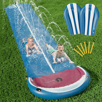 Jasonwell Slip and Slide Lawn Toy - Lawn Water Slides Summer Slip Waterslide for Kids Adults 20ft Extra Long with Sprinkler N Bodyboards Backyard Games Outdoor Splash Water Toys Outside Play Park Blue - Jasonwell